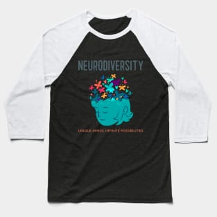 Unique Minds, Infinite Possibilities - Neurodiversity Baseball T-Shirt